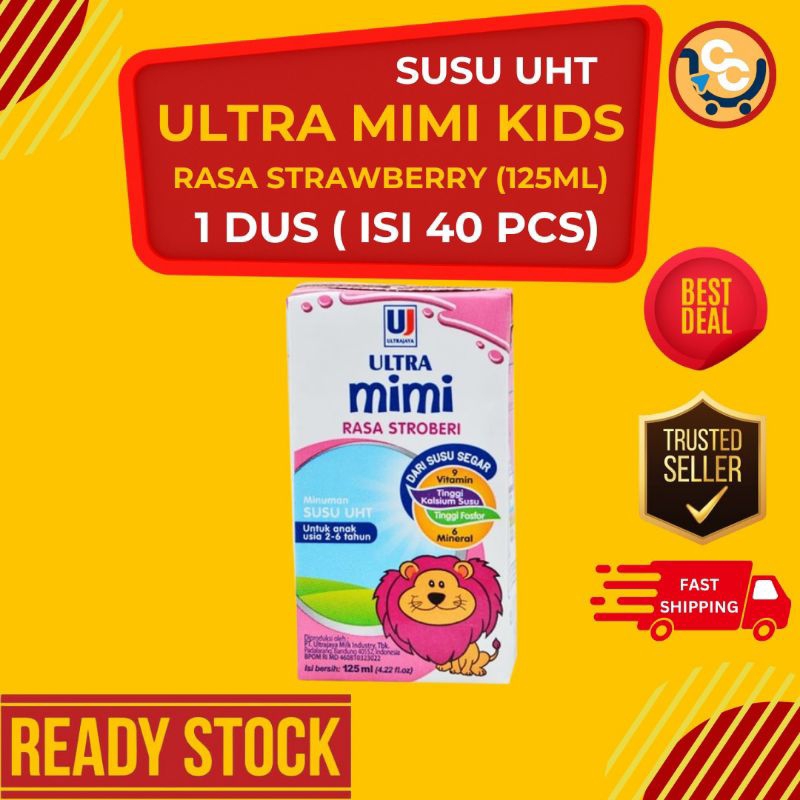 

Susu UHT Ultra Mimi Kids rasa Strawberry/Stroberi 125ml