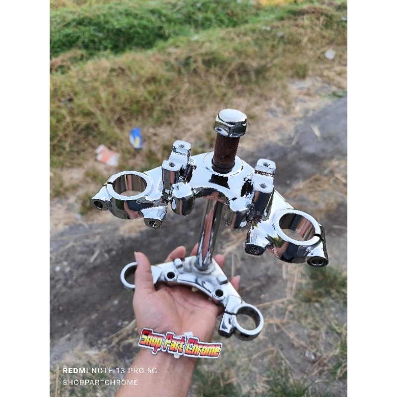 T/segitiga atas bawah DIAMETER AS 31 ORIGINAL Tiger 2000/megapro hiu ORIGINAL sudah crom