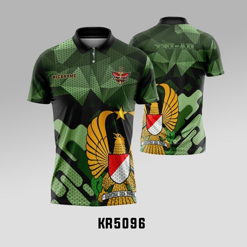 Kaos Jersey TNI AD Kerah kancing Unofficial Custom fullprint KR5096