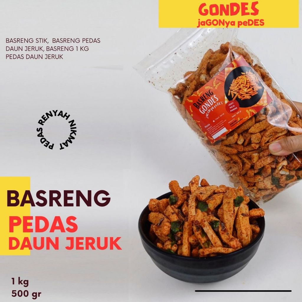 

Basreng pedas daun jeruk 1kg GONDES Basreng daun jeruk Basreng renyah dan enak