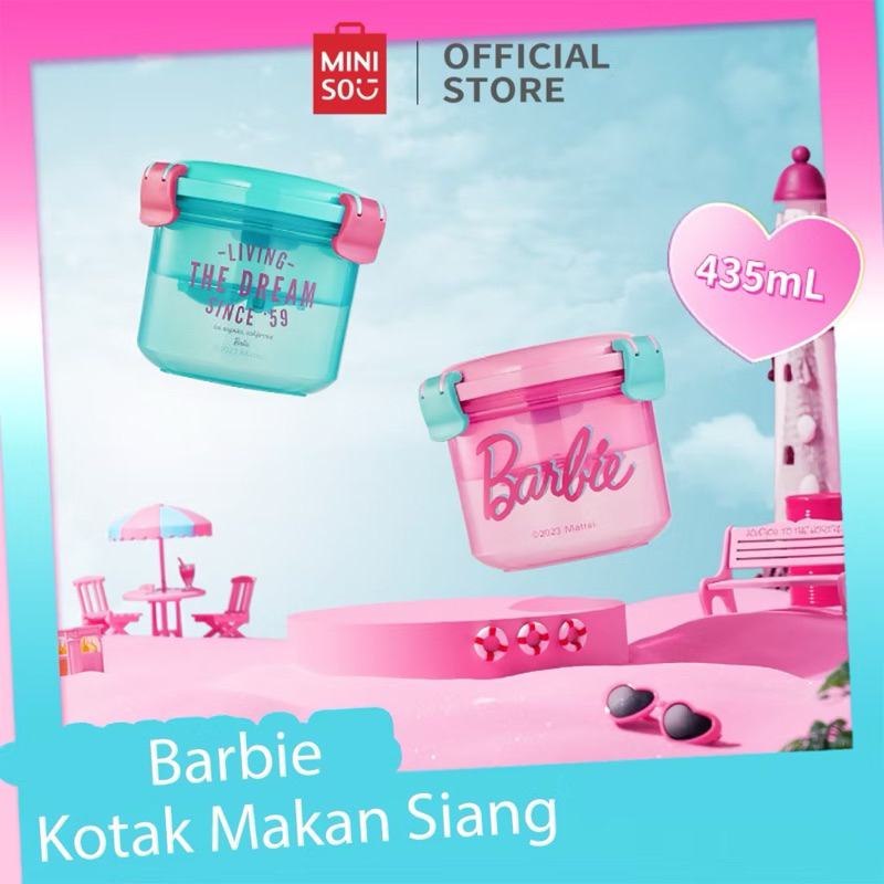 Miniso x Barbie Shining Collection Tempat Sayuran Salad Bowl Kotak Makan Siang Kotak Penyimpanan Mak