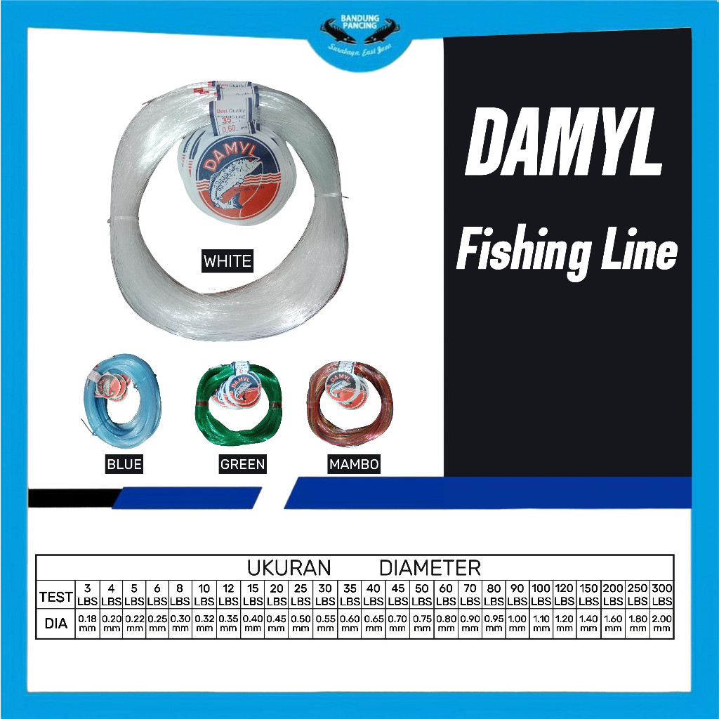Senar Damyl putih ukuran 200 lbs - 300 lbs Fishing Line