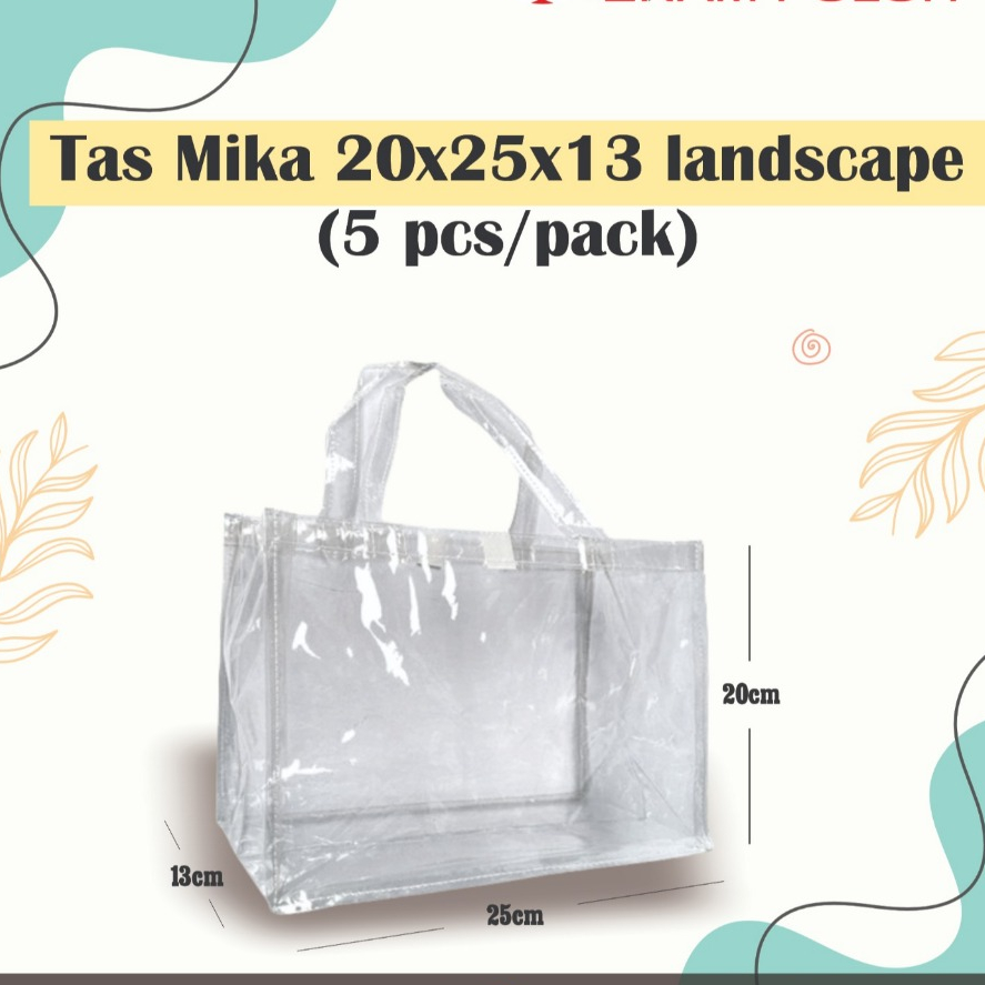 

Tas Mika Transparan Dus Hampers Polos 20x25x13 cm Landscape isi 5