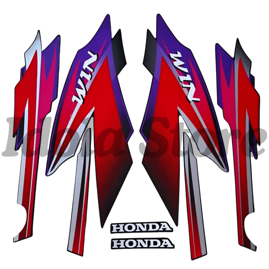 Stiker Striping Honda Win 100 2005 Silver Merah List Body Motor Win 100 2005