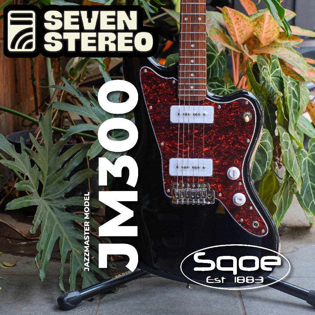 SQOE JM300 Jazzmaster Model Roasted Maple Neck Black