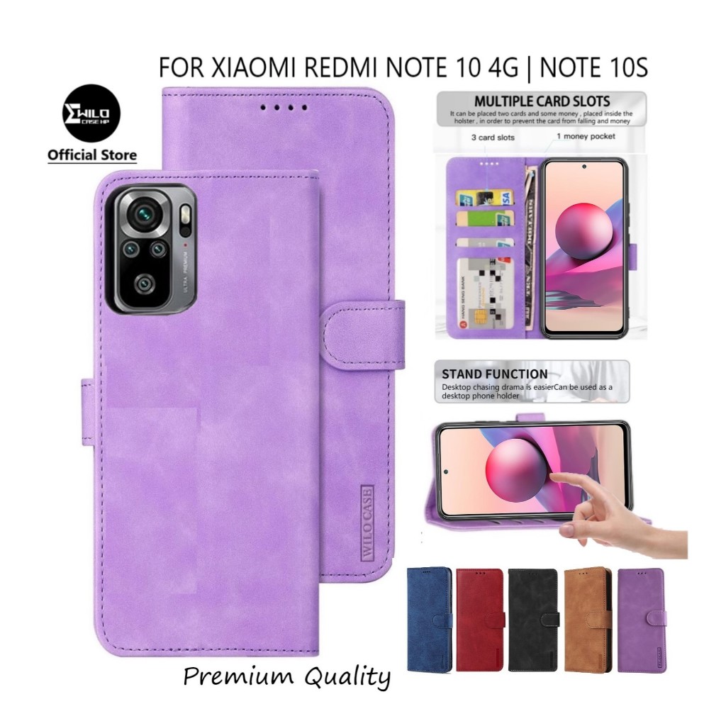Wilocase Xiaomi Redmi Note 10 | Note 10S Premium Case Flip Wallet Kulit/Casing Dompet Hp