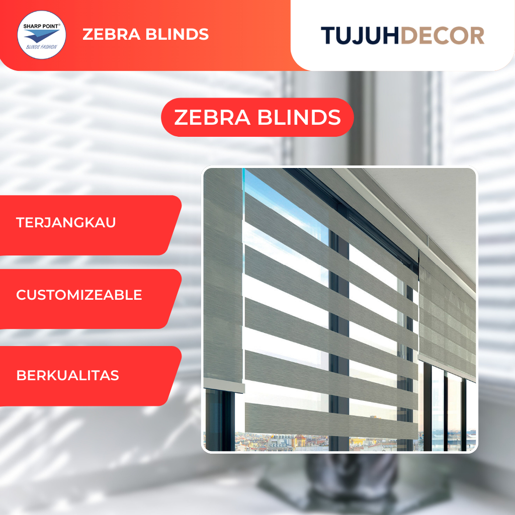Zebra Roller Blind Sharp Point - Tirai Jendela Tirai Gulung Tirai Lipat Gorden Jendela Ukuran Custom