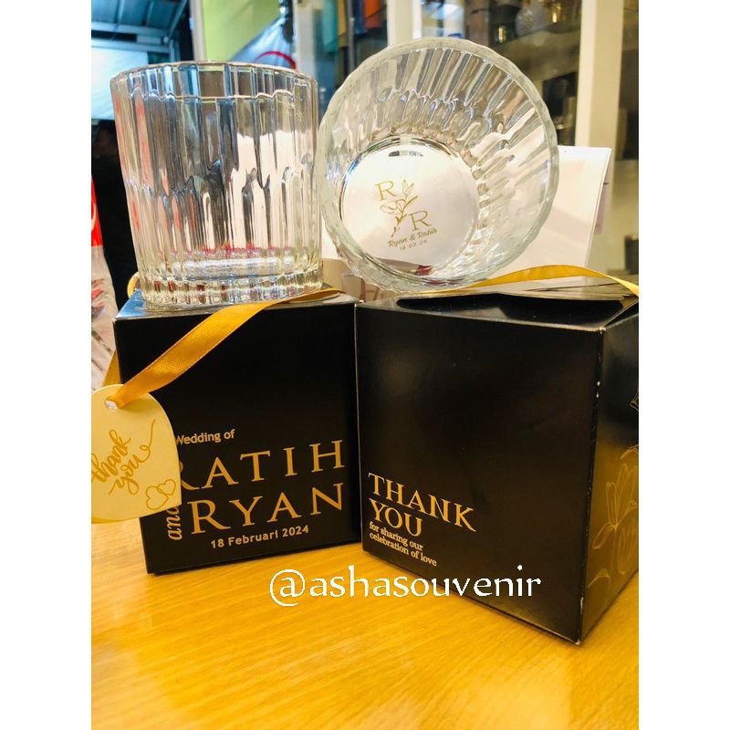 SOUVENIR GELAS PICCA KEMASAN BOX CUSTOM / SOUVENIR PERNIKAHAN / SOUVENIR WEDDING / SOUVENIR KHITAN /