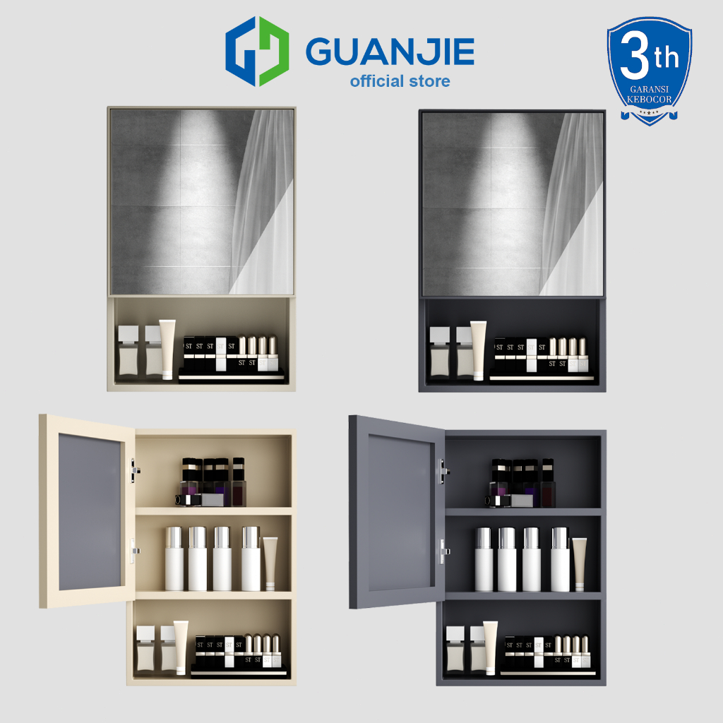 GUANJIE - 40cm/60cm/80cm, Bahan Aluminium, Kabinet Cermin Kamar Mandi,Lemari Cermin Dinding Kamar Ma