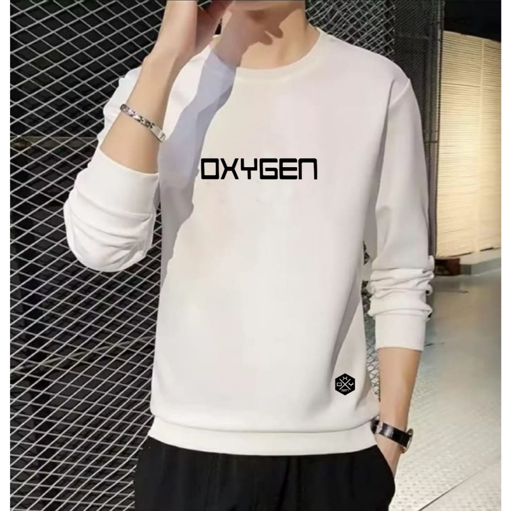 Longtime Kaos Pria Keren Baju Kekinian Crewneck Elegan Sweater Trendy Kaos Lengan Panjang  Oxygen