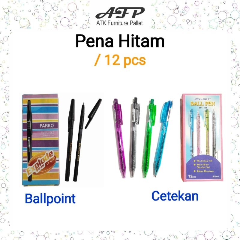 

Pena Ballpoint Cetekan Hitam Lusin