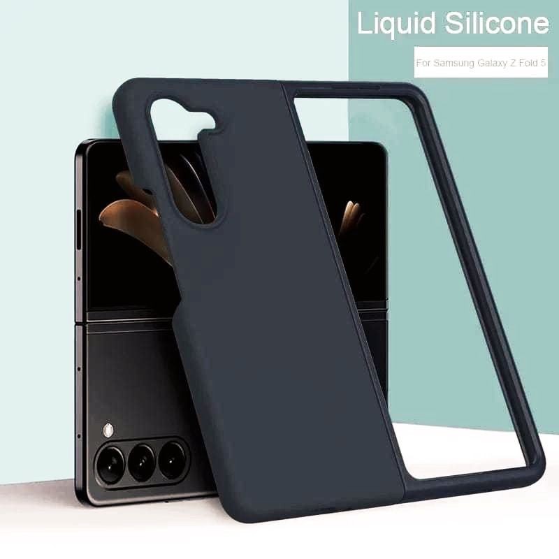 Samsung Galaxy Z Fold 3  4  5  6 Case Silicone Matte Premium Soft - Z FOLD 3, BLACK