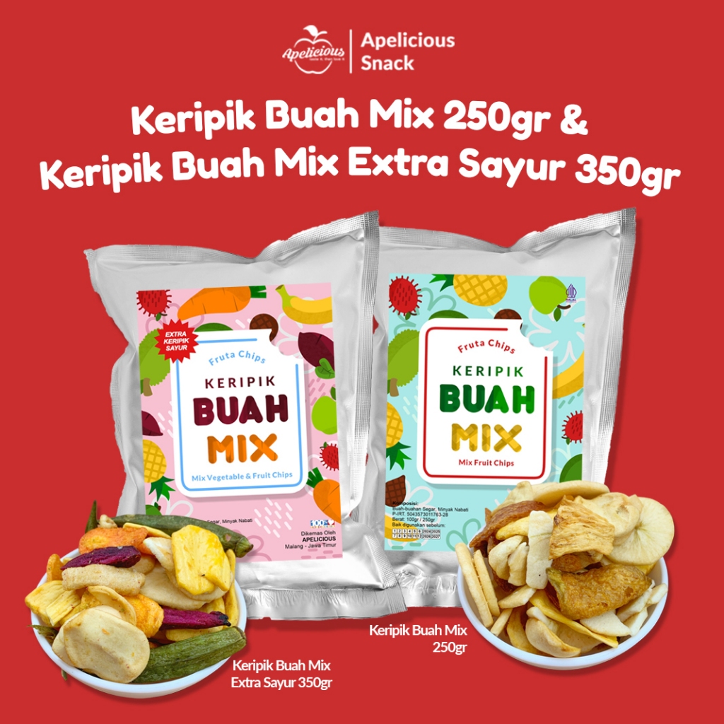 

APELICIOUS - KERIPIK BUAH SAYUR MIX 350g Fruta/KRIPIK BUAH MIX 250g (MIX 6 BUAH) CEMILAN SNACK SEHAT