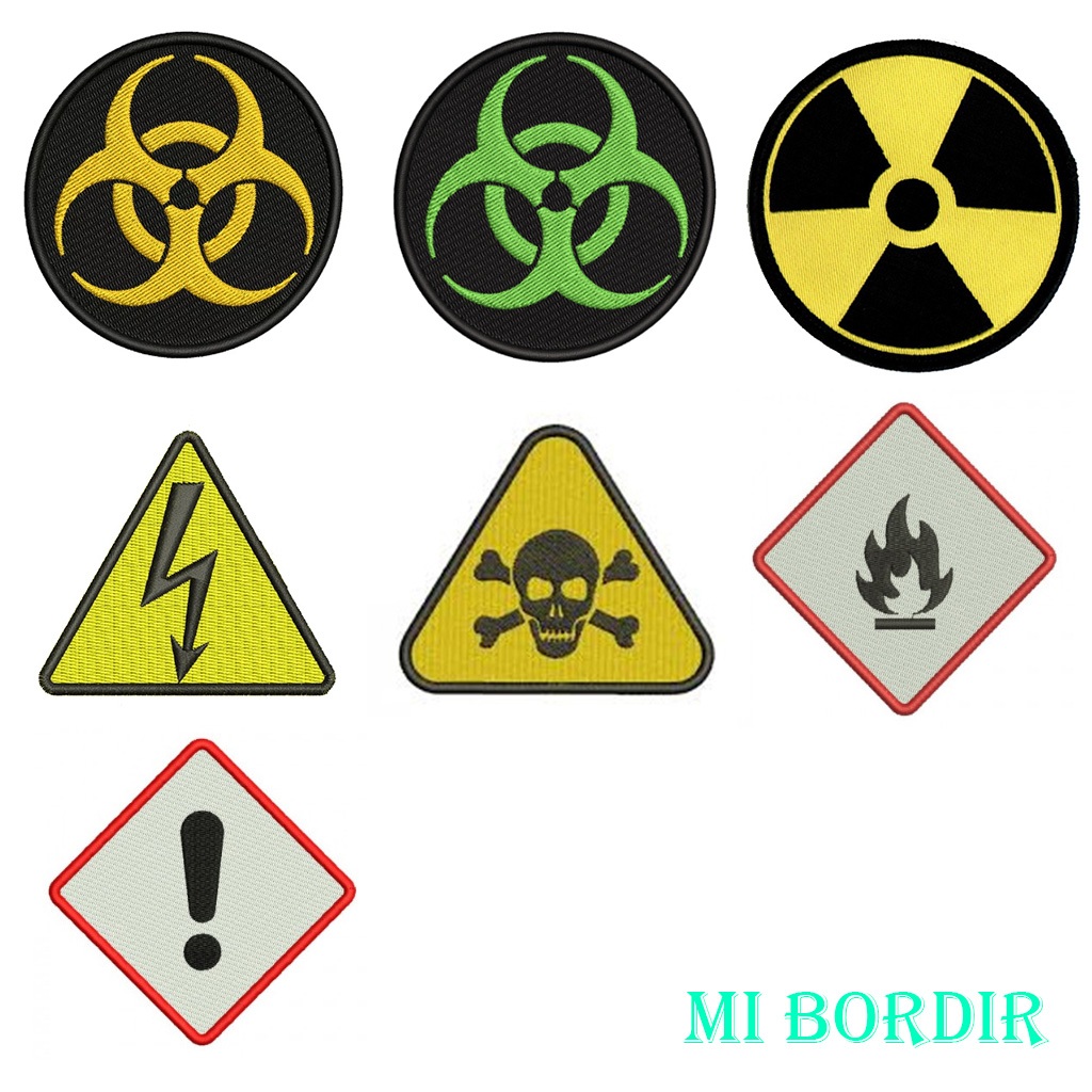 Patch / Emblem Bordir Logo Tanda Bahaya / Warning Signs / Hazard Symbols