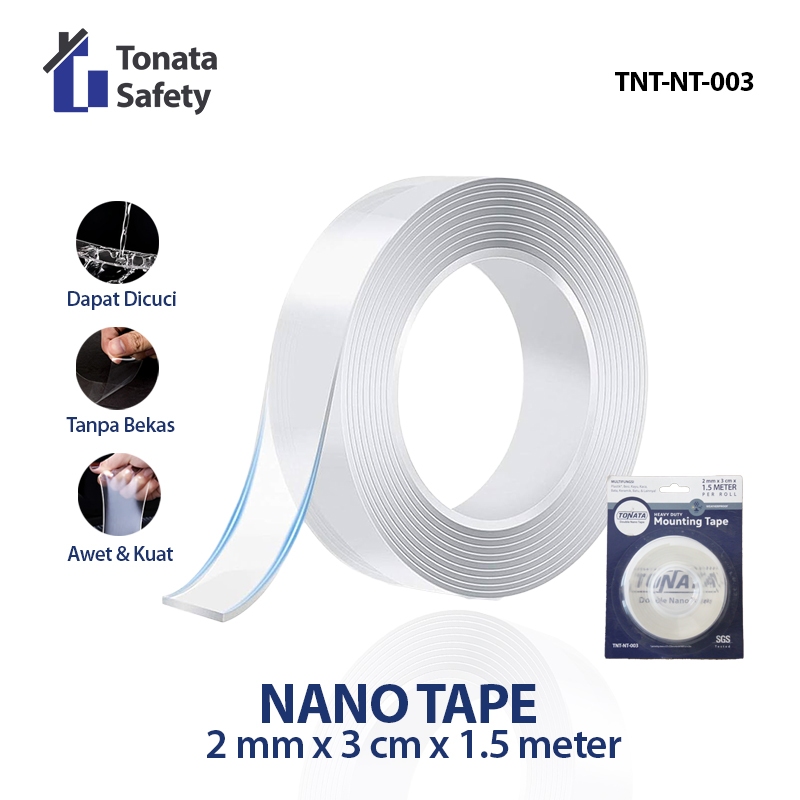 Nano Tape Tonata  / Double Tape Bening Tahan Air / 2 mm 3 cm x 1.5 Meter