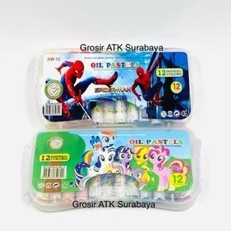 

( StaLand / DAPAT 1 BUAH ) CRAYON FANCY MINI 12 WARNA / Krayon Oil Pastel 12 Warna MINI Fancy Frozen Disney Avenger