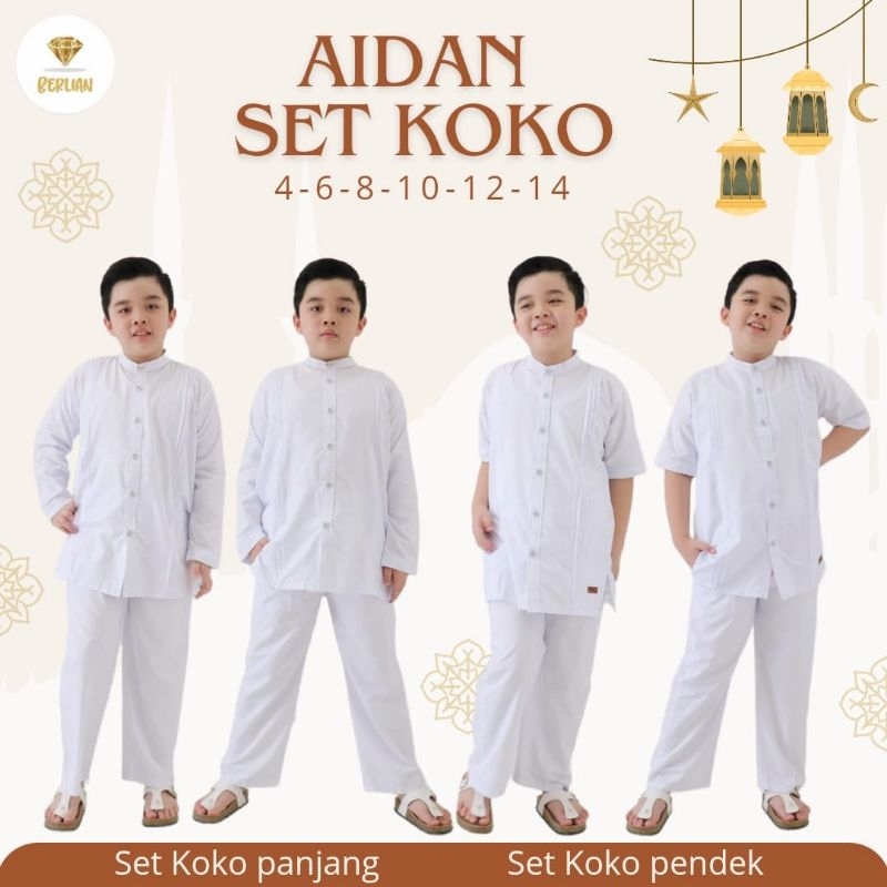 AIDAN SET KOKO PUTIH ANAK LENGAN PANJANG BY BERLIAN
