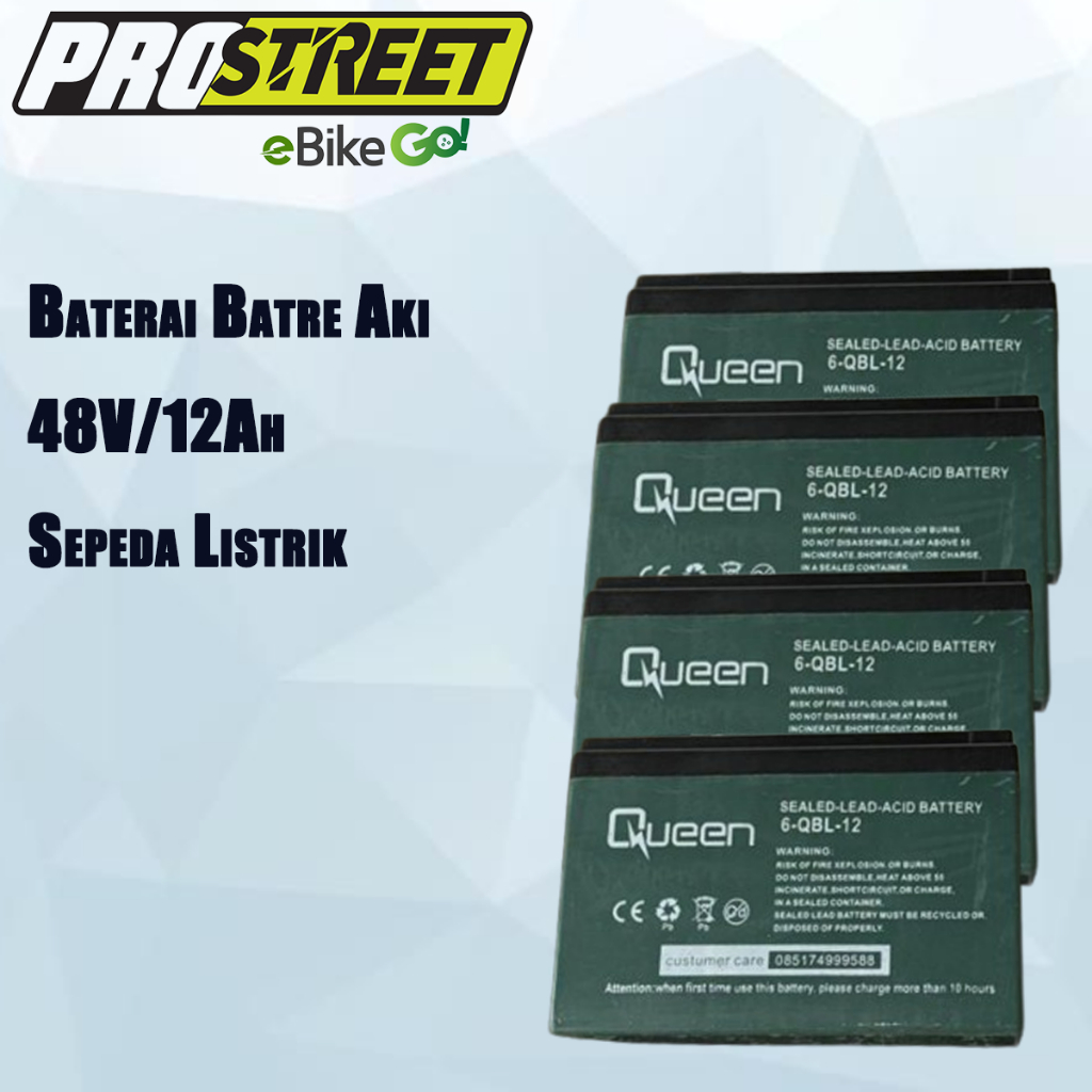 PROSTREET 【QUEEN] Aki Sepeda Listrik Baterai 48V/12Ah & 48V/20Ah Sepeda Listrik Skuter Listrik Motor