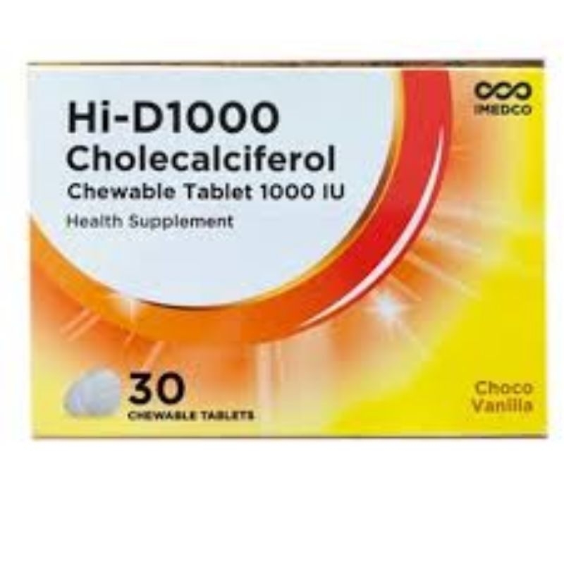 HI - D 1000 IU VITAMIN D3 TABLET KUNYAH STRIP @ 6 TABLET