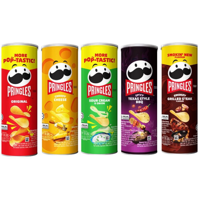 

Pringles Potato Crisps Original cheese keju onion sour texas bbq grilled steak kaleng besar