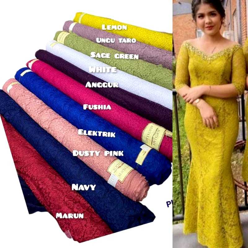 Kain Brukat Cord Lace Premium / Bahan Brukat Kebaya / Bahan Brukat Meteran / Kain Brukat Warna