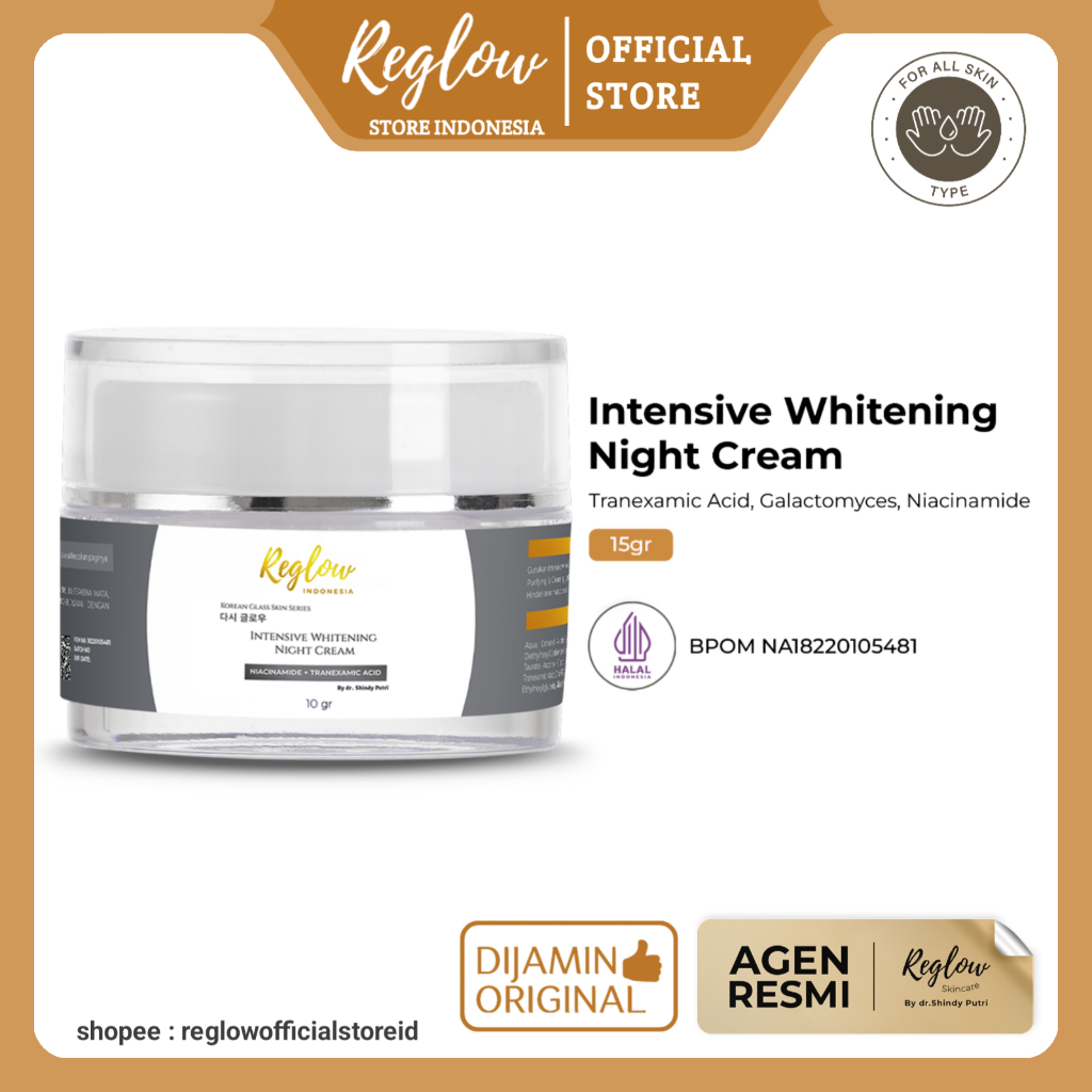 REGLOW SKINCARE Intensive Whitening Night Cream Krim Malam Penghilang Flek Hitam Original Dr. Shindy