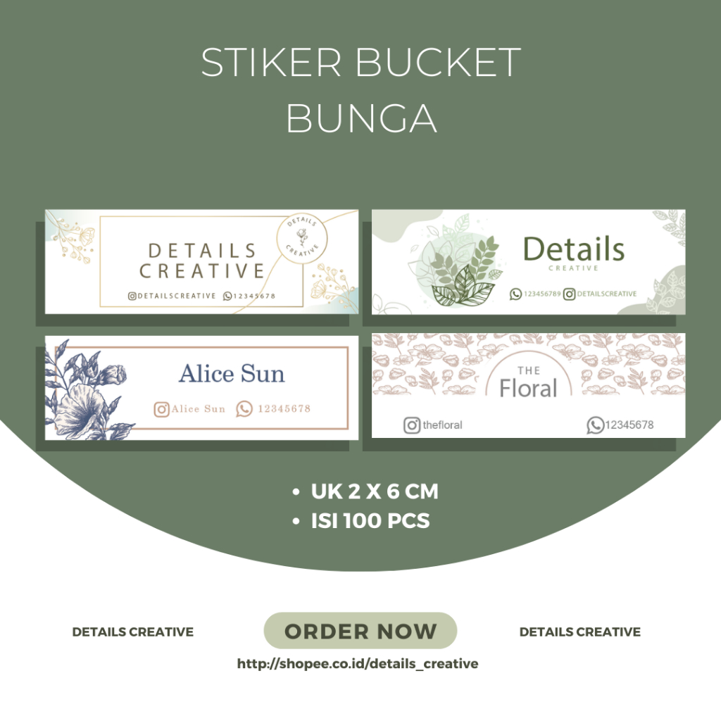 

STIKER BUCKET BUNGA UKURAN 2 X 6 CM ISI 100 | LABEL BUCKET BUNGA