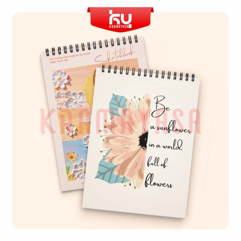 

buku gambar Sketchbook A5 Aesthetic Buku Gambar Vertikal Jilid Spiral 45 Lembar/90 Halaman