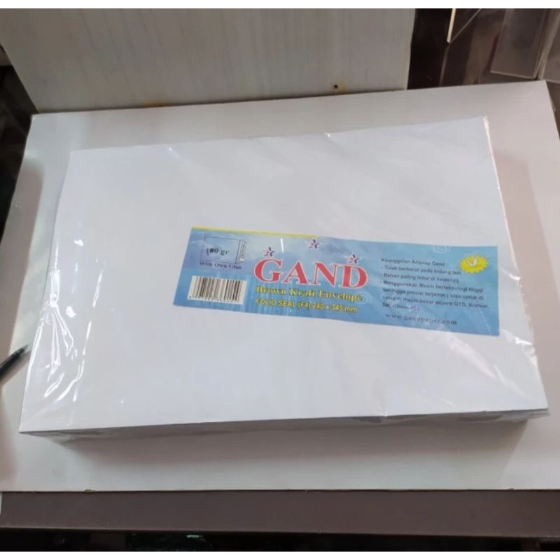 

amplop coklat folio putih gand 100gr with seal/lem/perekat 1 pak 100 lembar