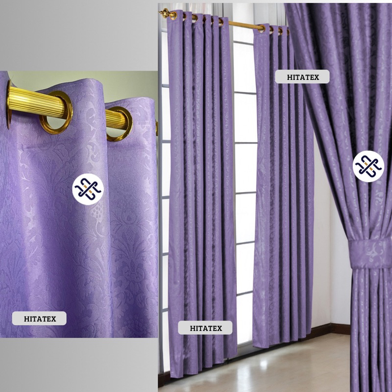 Gorden Jendela Embos Polos Warna Ungu Tebal Korden Tirai Hordeng Pintu Cendela Minimalis Premium