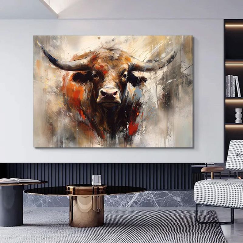 lukisan kerbau tekstur abstrack modern