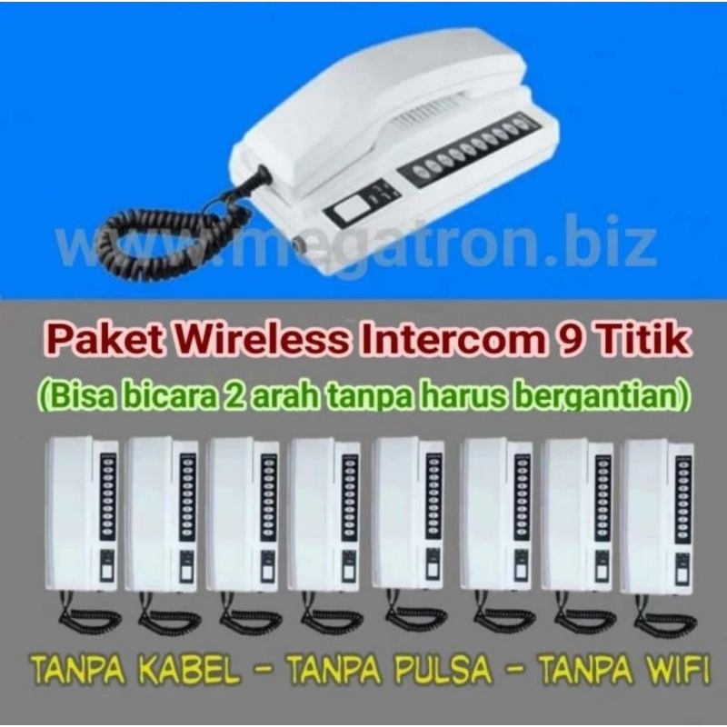 Paket Wireless Intercom 9 Titik (komunikasi 2 arah tanpa harus bicara bergantian)