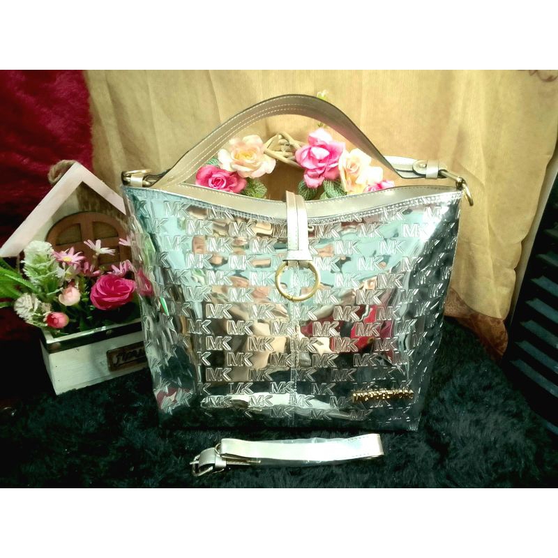 [Ready Stock] Tas Tote Silver MK Wanita Fashion Import Michele Korss
