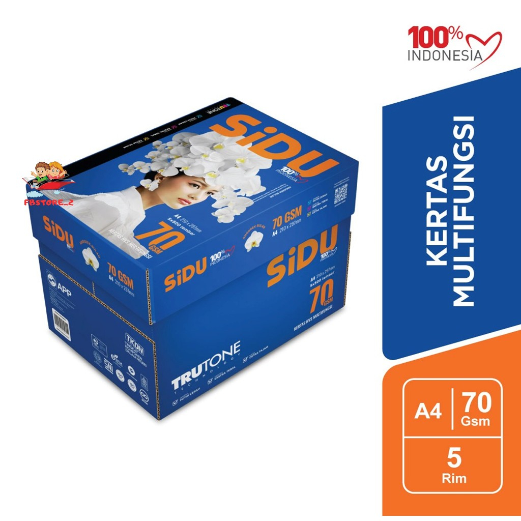 

[HVS] SiDU Kertas Fotocopy 70 GSM A4 - 1 Boks = 5 Rim