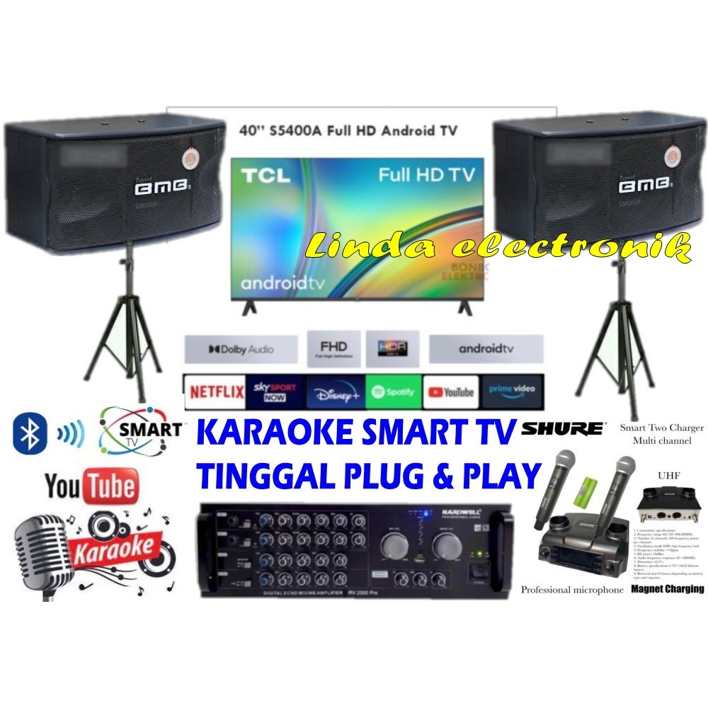 paket karaoke youtube android smart tv plus tv 40 inch hardwell rv2000 pro bmb cs450v 10 inch mic re