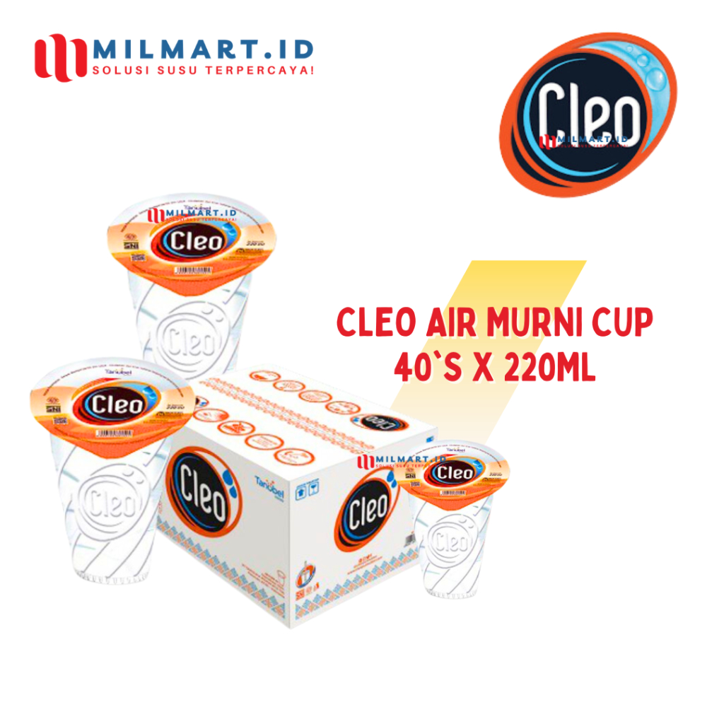 

CLEO PURE WATER CUP PER DUS 40PCS X 220ML AIR MURNI AIR MINUMAN CLEO AIR MINERAL WATER