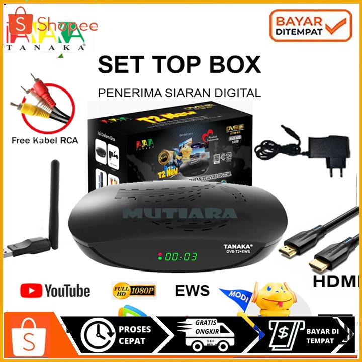 Receiver Tv Set Top Box TANAKA DVB T2 Siaran Digital Suport Wifi Dongle Versi Terbaru NEW