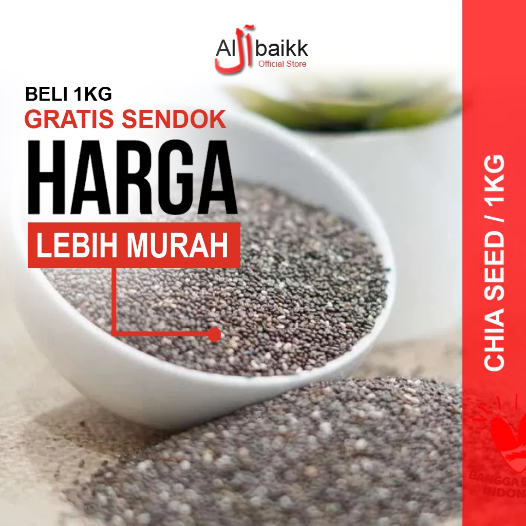 

Chia Seed 1kg Gratis Sendok Organic Black Alami Rendah gula Rendah lemak Wijen Hitam