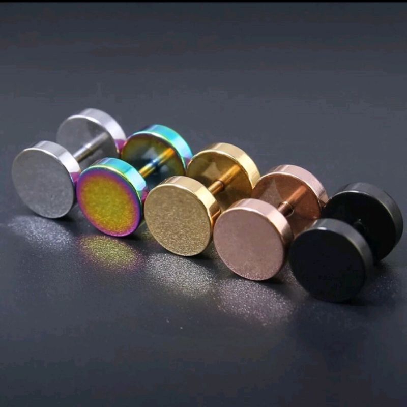 Anting Roda Hitam Polos Anting Tindik Anting Bulat Pria
