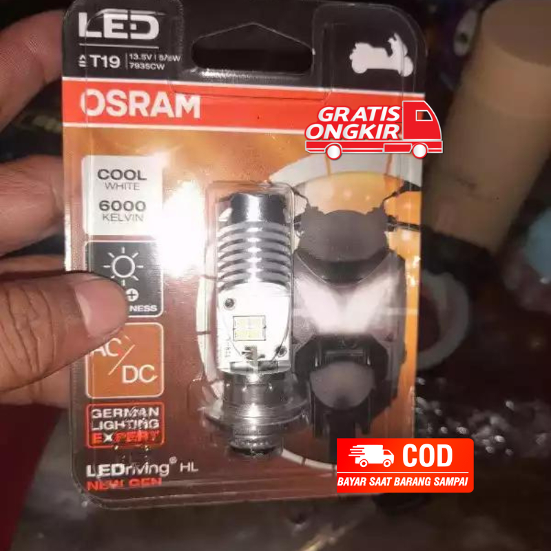 LAMPU LED OSRAM MOTOR T19 NEW GEN PUTIH BEBEK / MATIC AC&DC 7935CW ORIGINAL