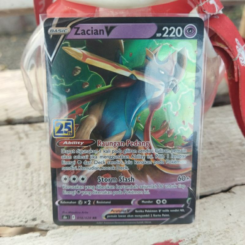 Pokemon TCG Indonesia Zacian V 25th anniv s8a 019/028 RR original
