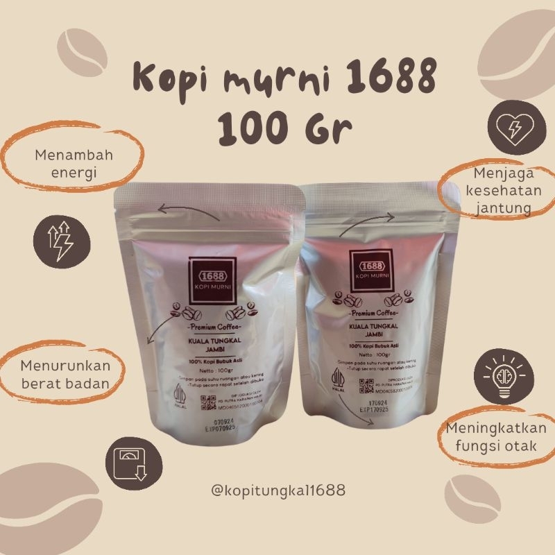 

Kopi Bubuk Murni 1688 Khas Kuala Tungkal Jambi Kemasan 100 Gram