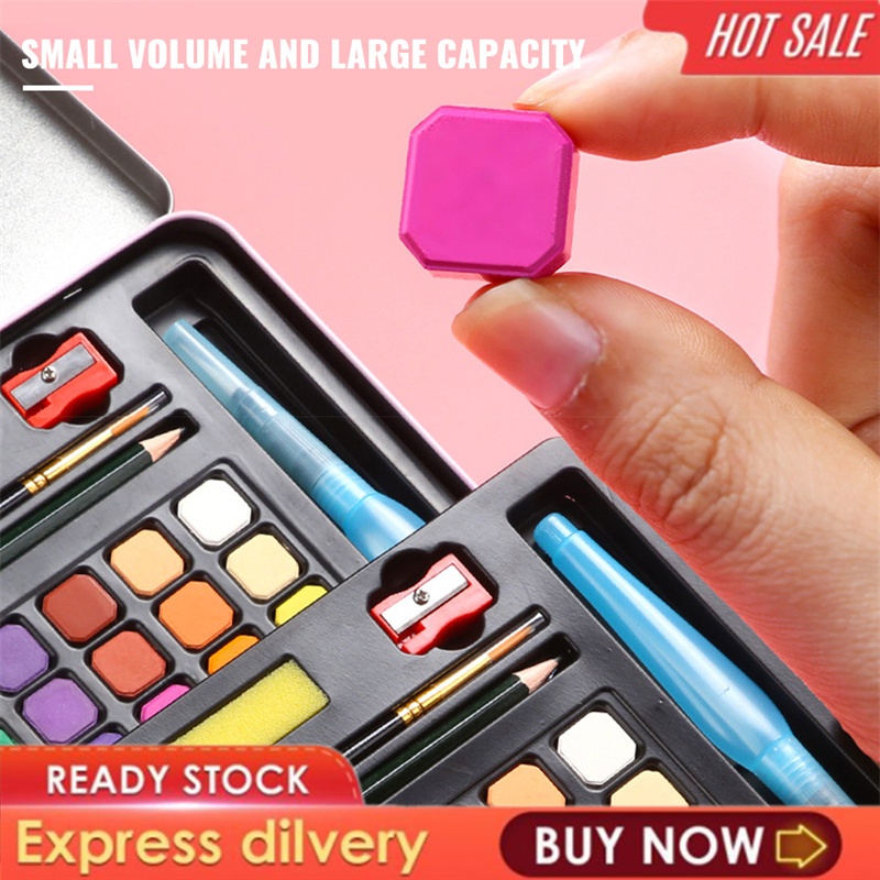 

48/72 Colors Solid Watercolor Paint Set With Watercolor Brush Watercolor Pigment Metal Iron Box Watercolor Paint Drawing Art Set , 48 Color Solid Watercolor Painting Set Solid Color Watercolor Pigment Set Professional Watercolor Set