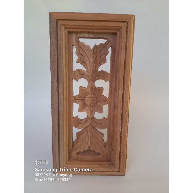 Loster Roster kayu ventilasi boven angin-angin rumah kayu jati Jepara motif Bunga Blarak UKURAN 14x2