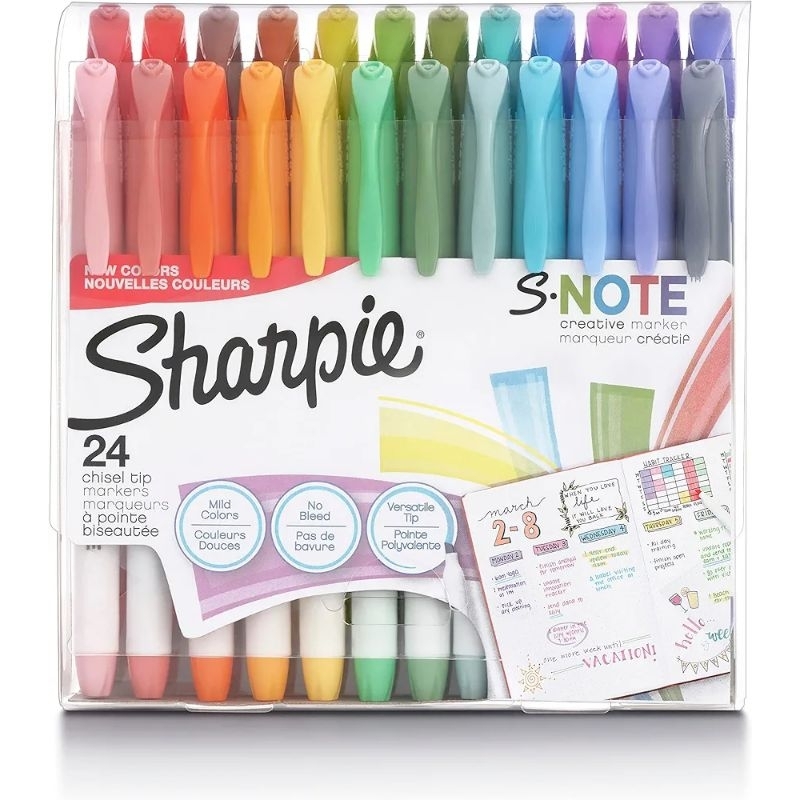 

SHARPIE S-Note Creative Markers, Pastel Highlighters, Art Marker Set, Assorted Colors, Chisel Tip, 24 Count