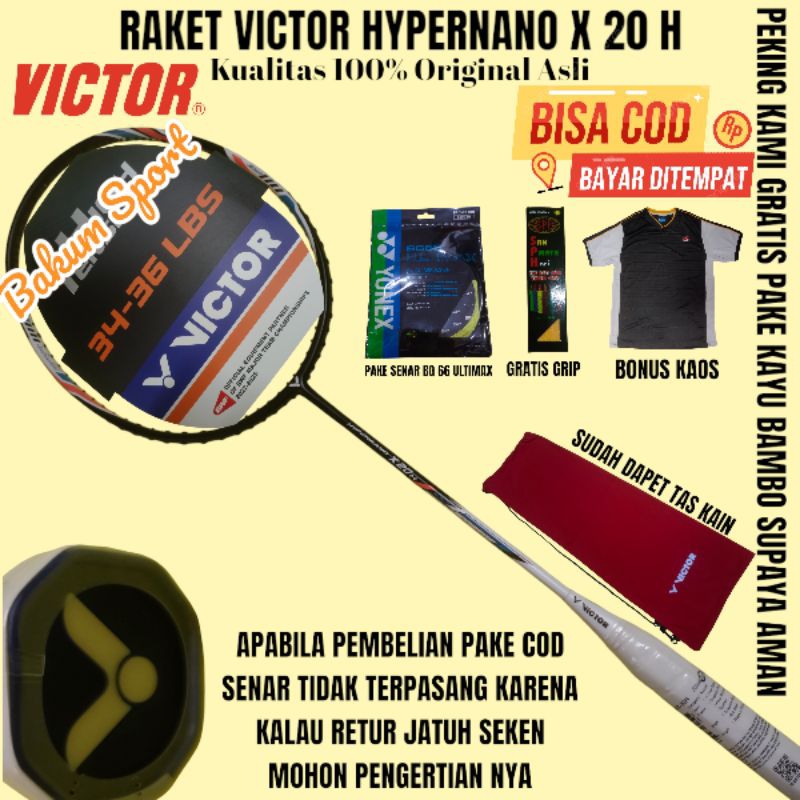 Raket victor hypernano x 20 h kualitas 100% Original asli Bisa (COD)
