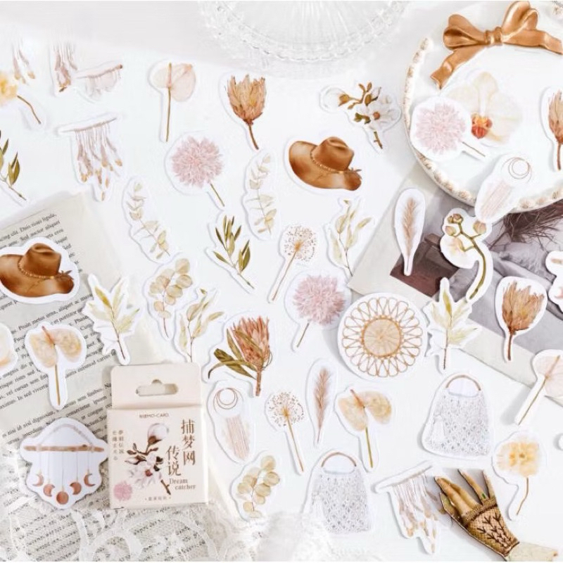 

ATK 46Pcs Sticker Motif Dream Catcher for Deco DIY Scrapbook Stiker Jurnal Diary Planner Kotak