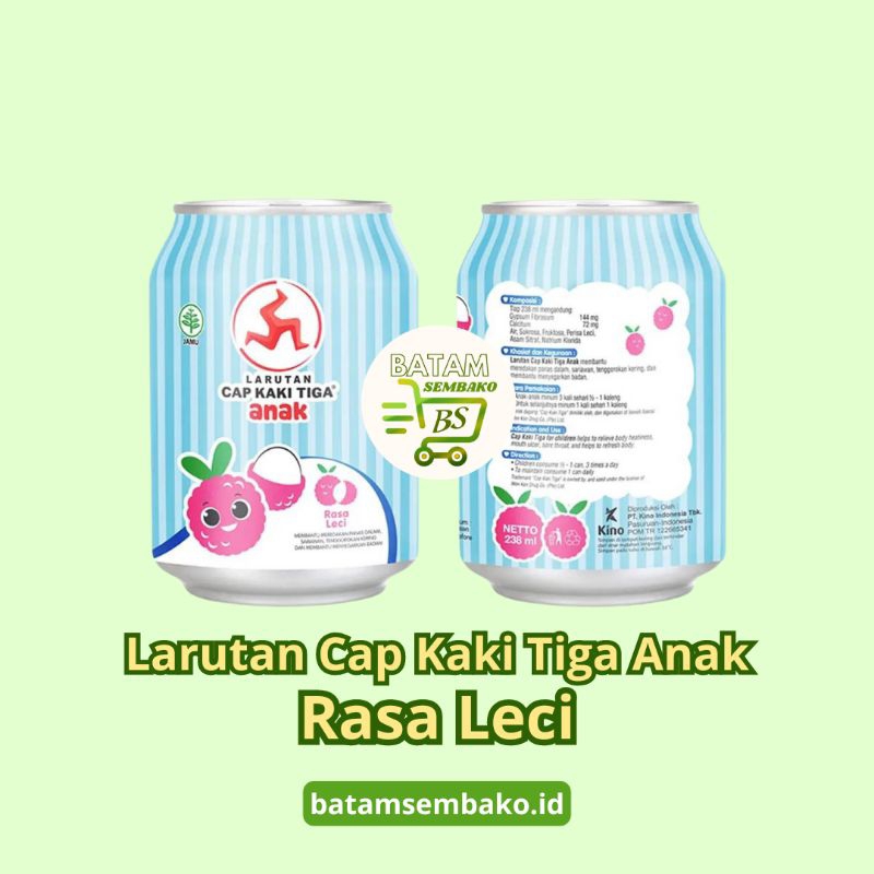 

Larutan Penyegar Cap Kaki Tiga Anak Rasa Leci 238 mL