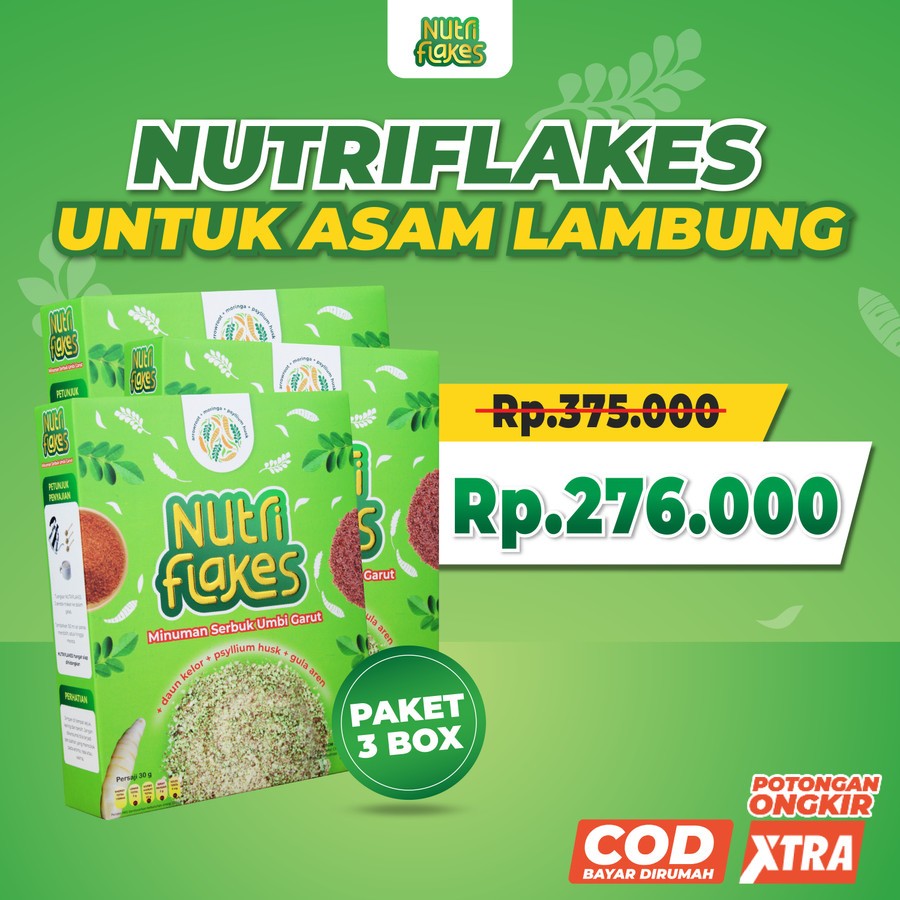 

PAKET HEMAT - NUTRIFLAKES Sereal Umbi Garut untuk Asam Lambung 3 Box