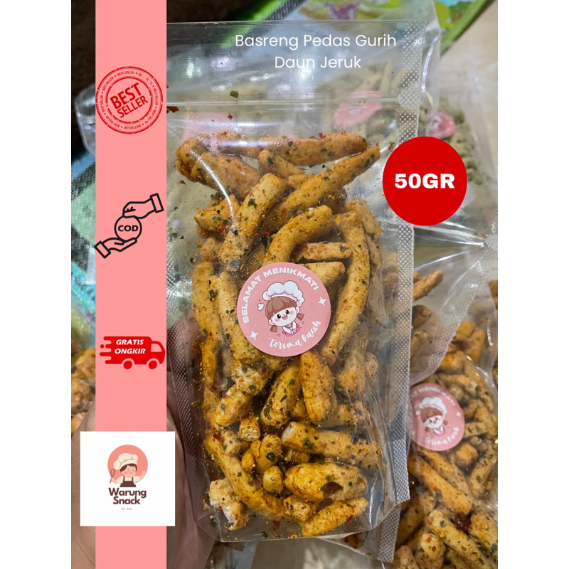 

BASRENG VIRAL KEMASAN POUCH 50GR PEDAS DAUN JERUK BUMBU MELIMPAH